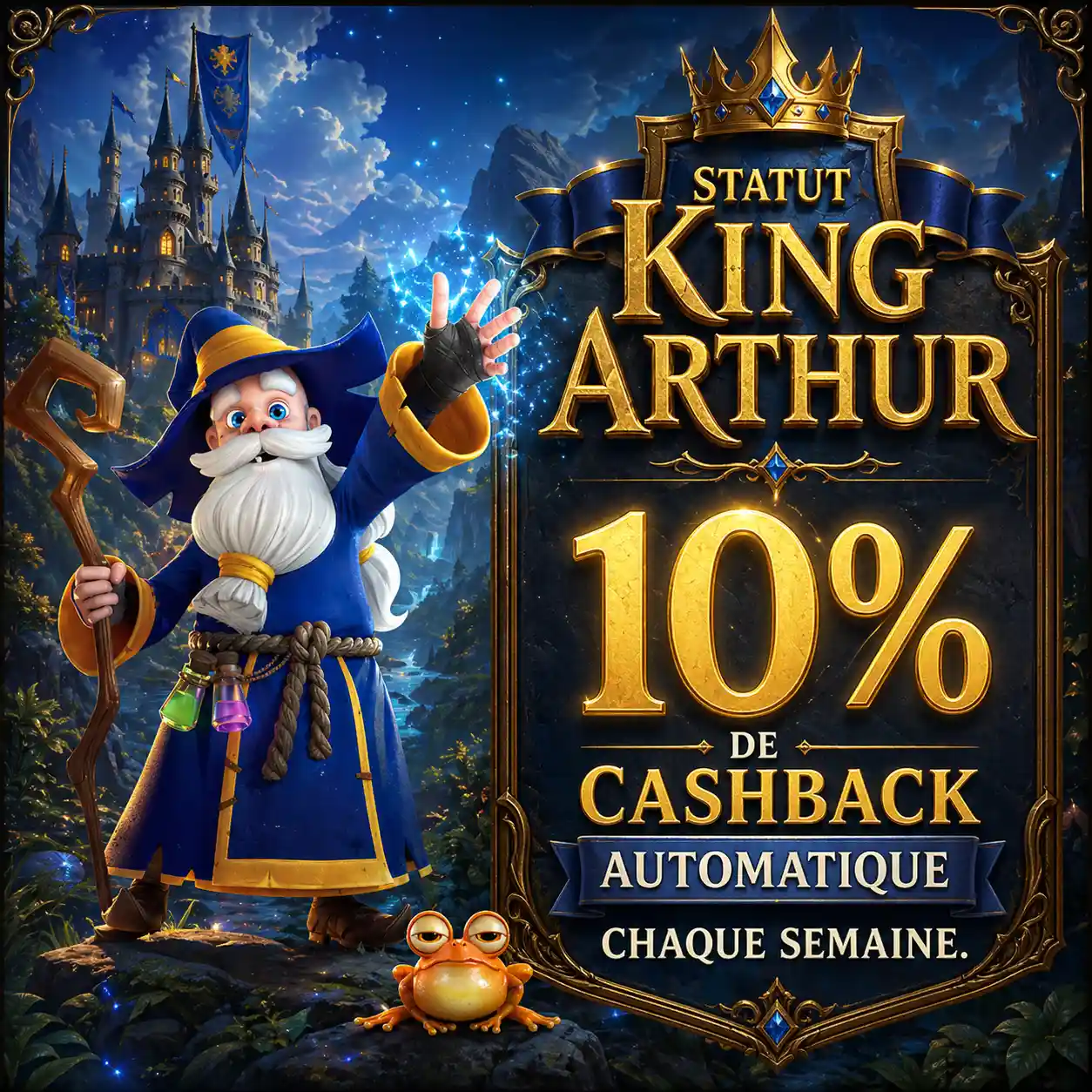 Merlin Casino Statut King Arthur avec 10% cashback