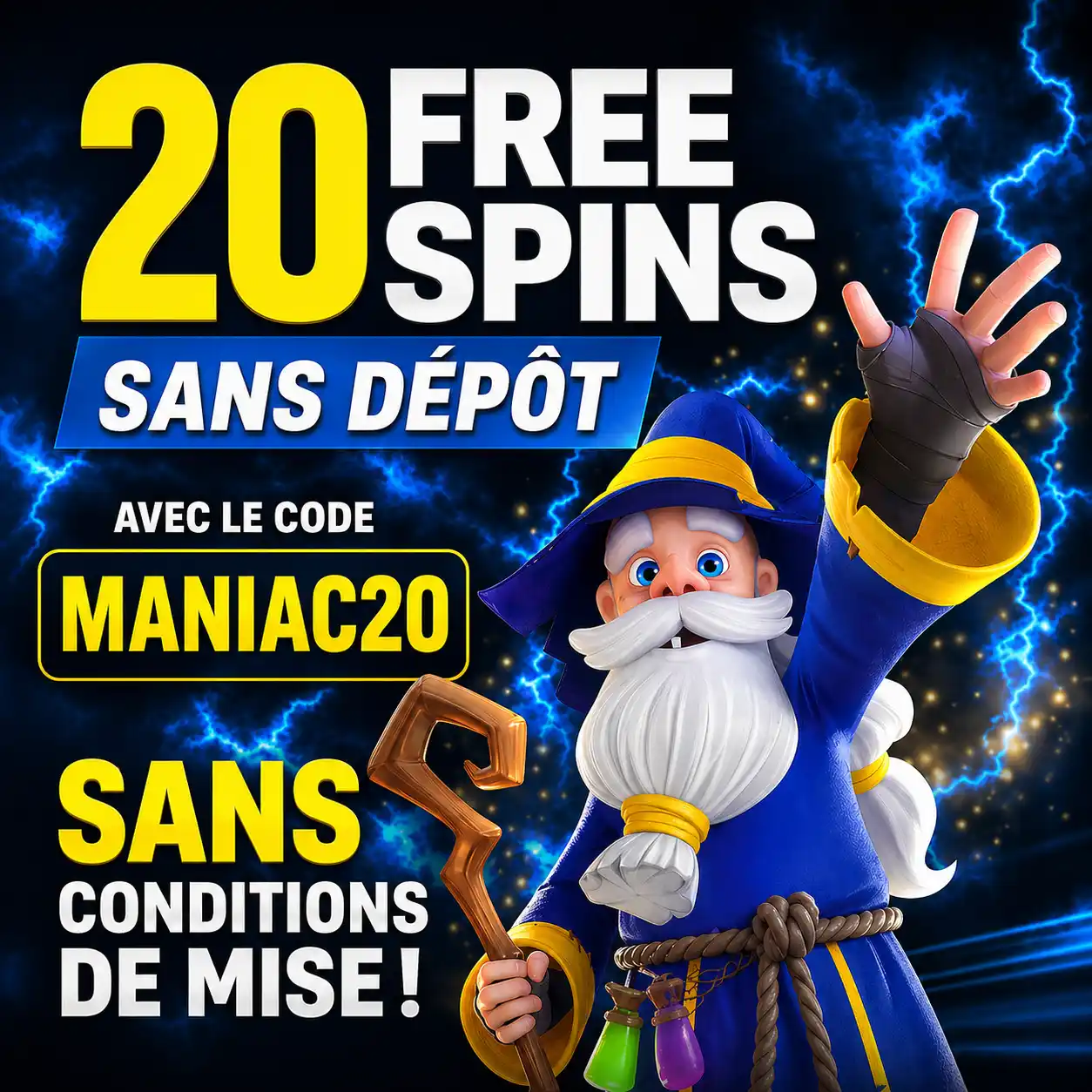 Bonus de 20 free spins gratuits avec l'enchanteur